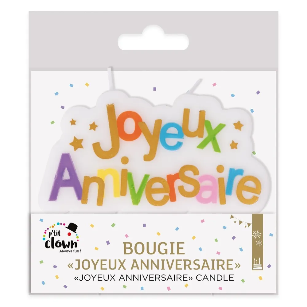 bougie joyeux anniversaire emballee