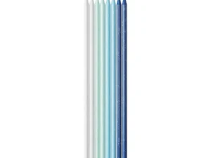 Bougies – 14,5cm – lot de 12 – bleues pailletées