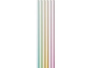 Bougies ombrées – 15,3cm – lot de 12 – arc-en-ciel pastel