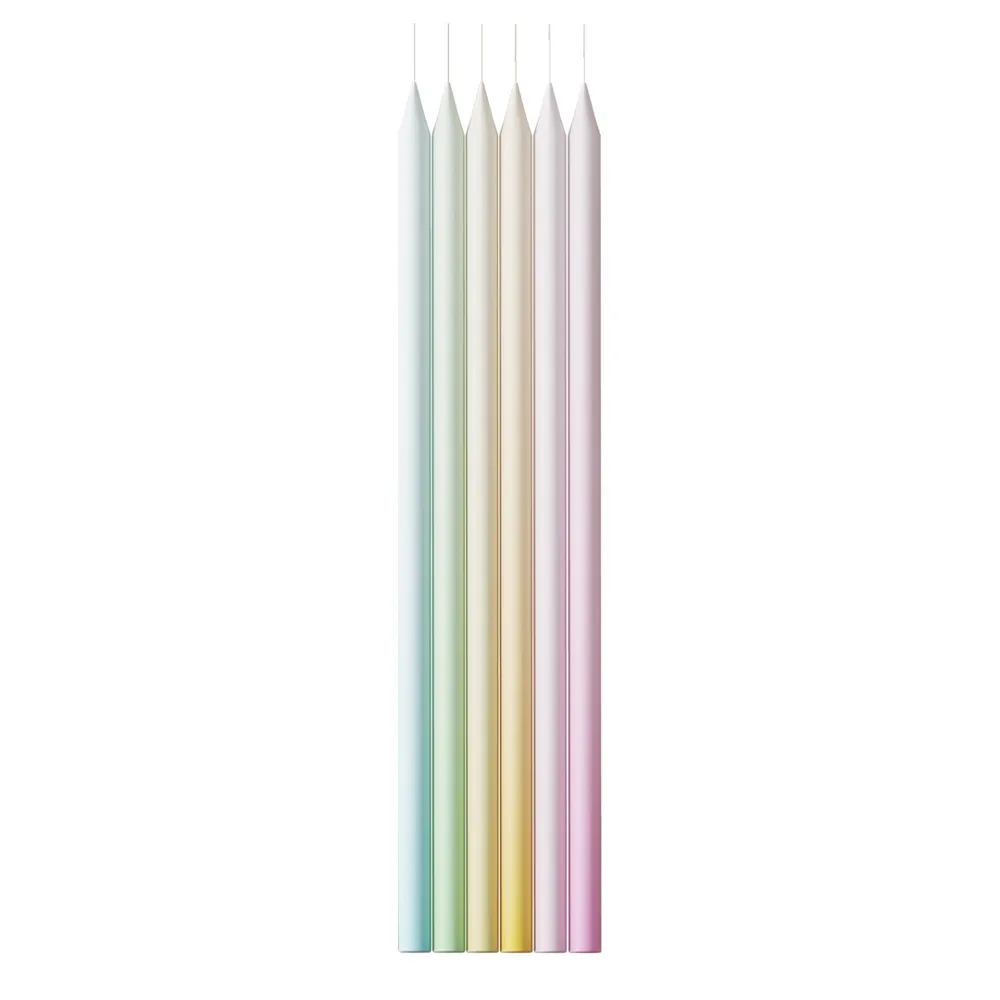 bougies fines et hautes pastel arc pailletées